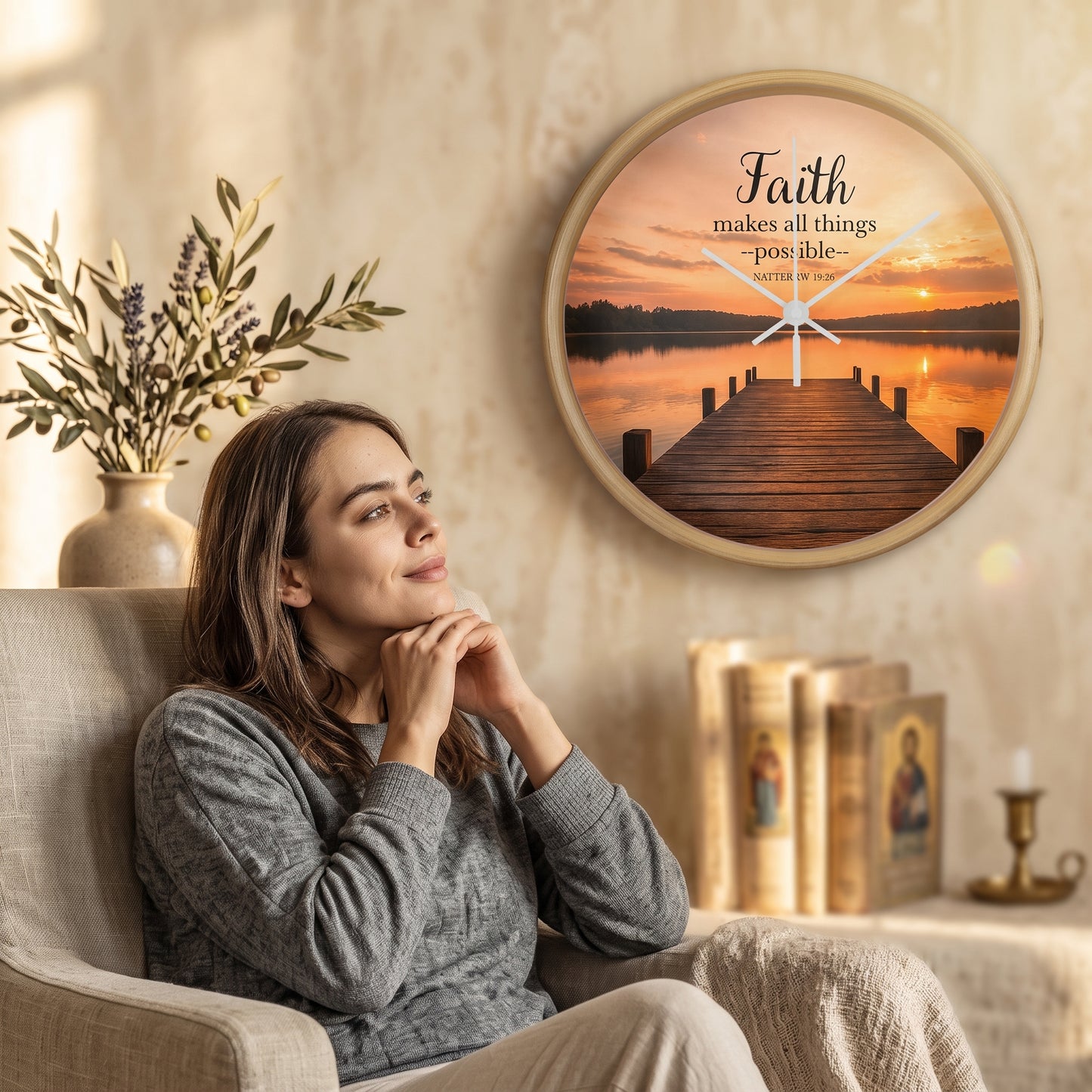 Christian home décor clock