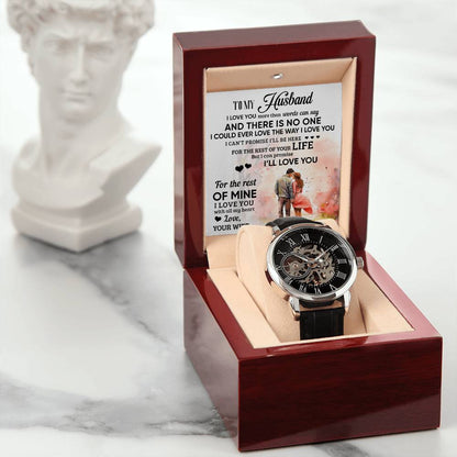 To My Husband Happy Anniversary Men's Openwork Watch with MC