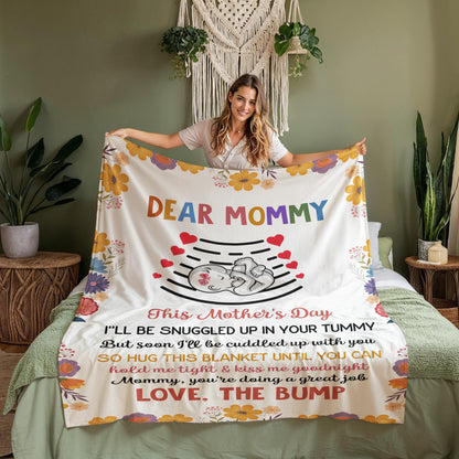 Dear Mommy Fleece Blanket – Cozy Mother's Day Gift from Baby Bump