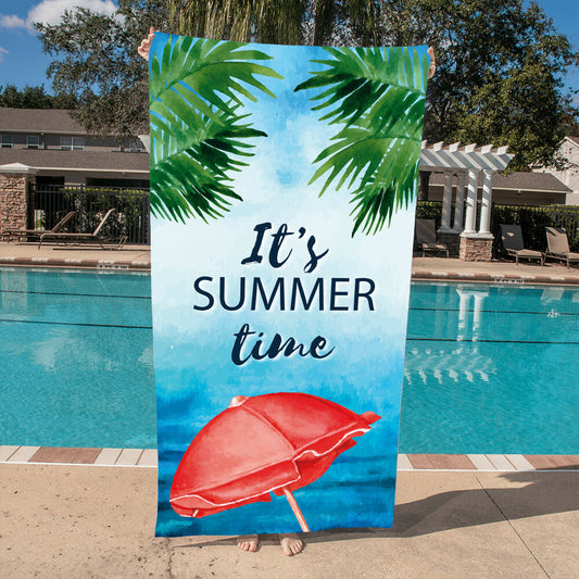 Beach Towel-Its Summer Time Palms and Parasol - YERTIZZ.COM