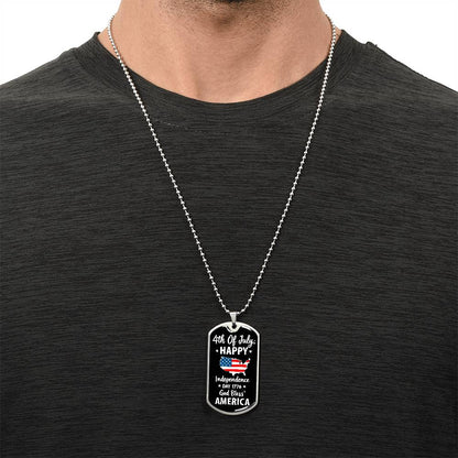 4th Of July Happy Independence Day 1776 God Bless America Dog Tag Necklace with Engraving