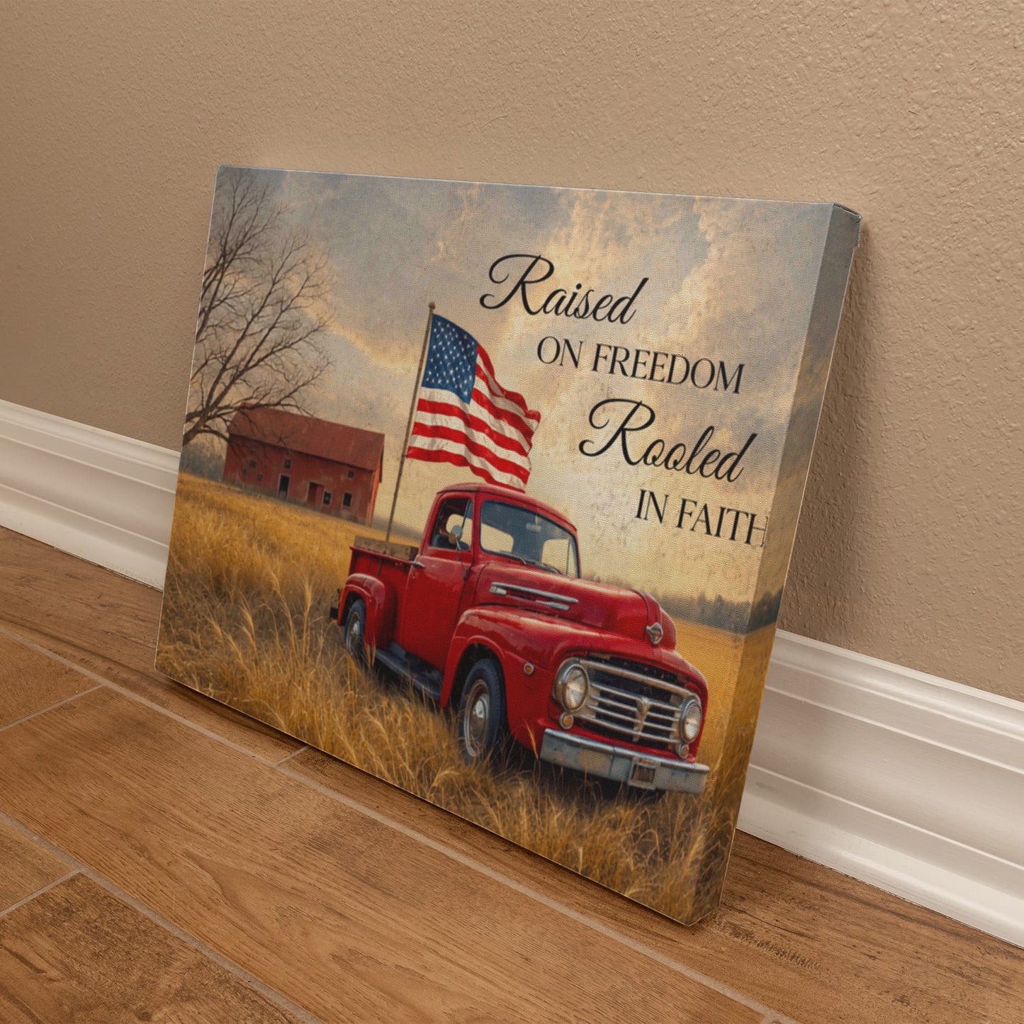 Personalized Rustic American Farm Canvas – Custom Family Name Patriotic Country Wall Art
