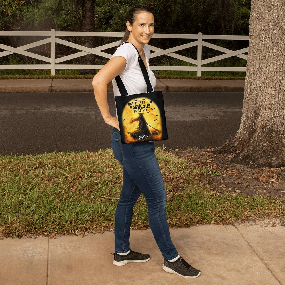 I May Be Wicked but at Least I’m Fabulous While I Hex” Halloween Tote Bag !