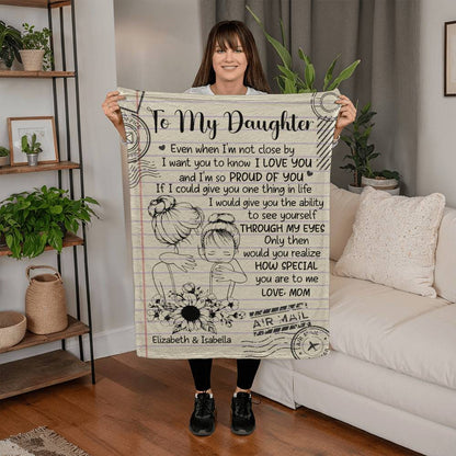 To My Daughter Inspirational Blanket | Sunflower Letter Blanket from Mom or Dad | Cozy Daughter Fleece Throw | Encouragement Gift for Daughter
