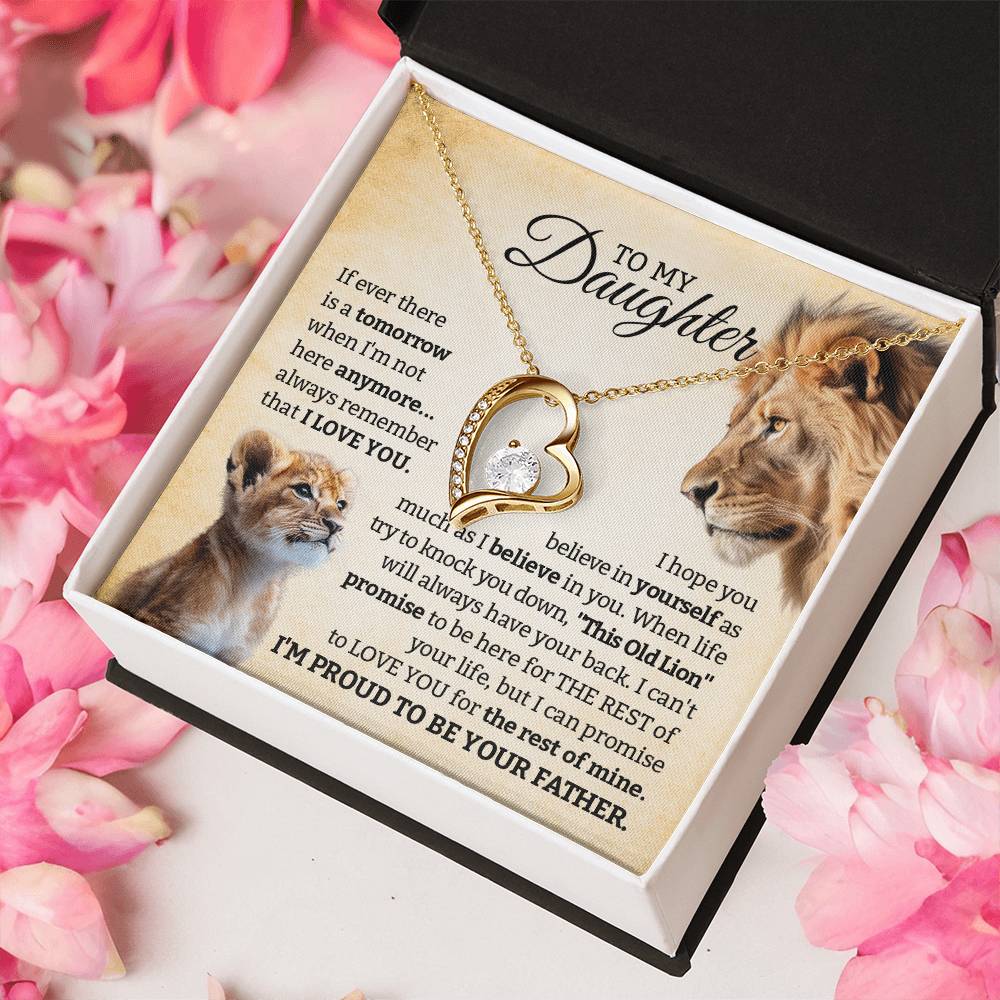 To My Daughter – Lion Father Forever Love Necklace, Proud Dad Gift, Inspirational Jewelry from Father to Daughter