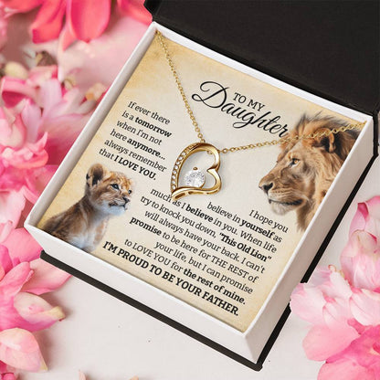 To My Daughter – Lion Father Forever Love Necklace, Proud Dad Gift, Inspirational Jewelry from Father to Daughter