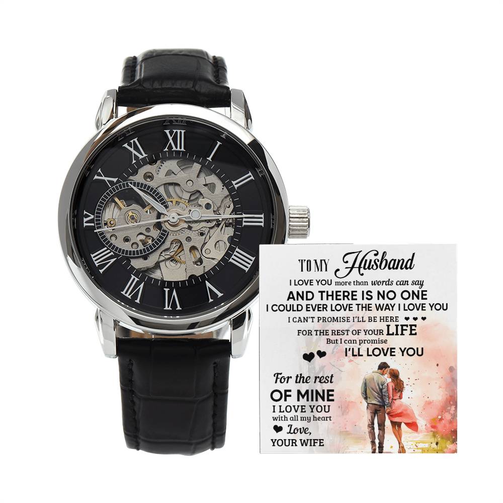 To My Husband Happy Anniversary Men's Openwork Watch with MC