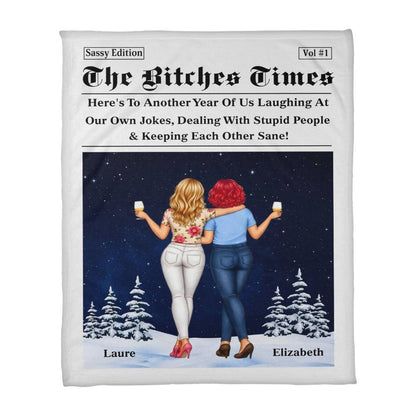 Personalized Biker Couple Fleece Blanket | The Bitch You Married Is Still Hot Motorcycle Blanket | Custom Names Anniversary Gift for Husband & Wife
