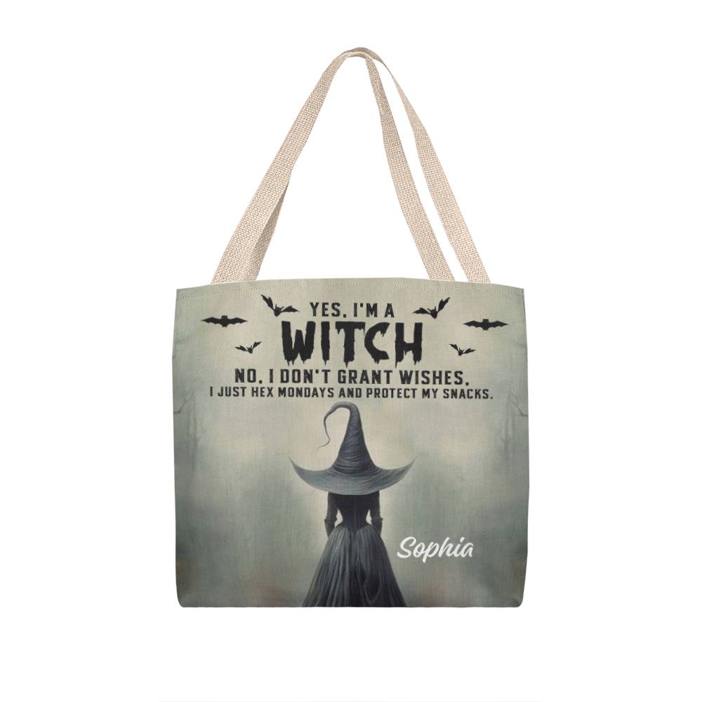 Personalized Witch Tote Bag – Custom Name Halloween Gothic Tote with Funny Quote !