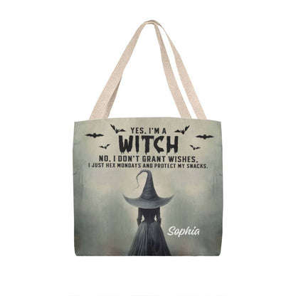 Personalized Witch Tote Bag – Custom Name Halloween Gothic Tote with Funny Quote !