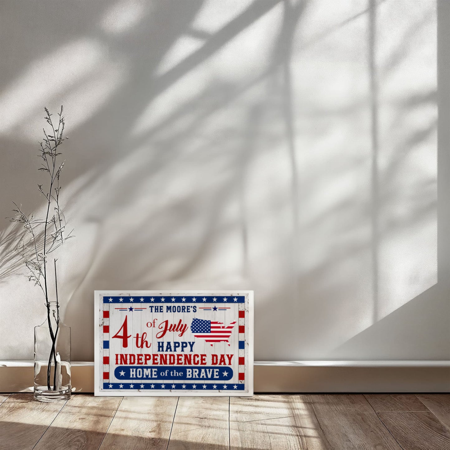 Personalized 4th of July Gallery Wrapped Canvas – Custom Family Name Independence Day Wall Art
