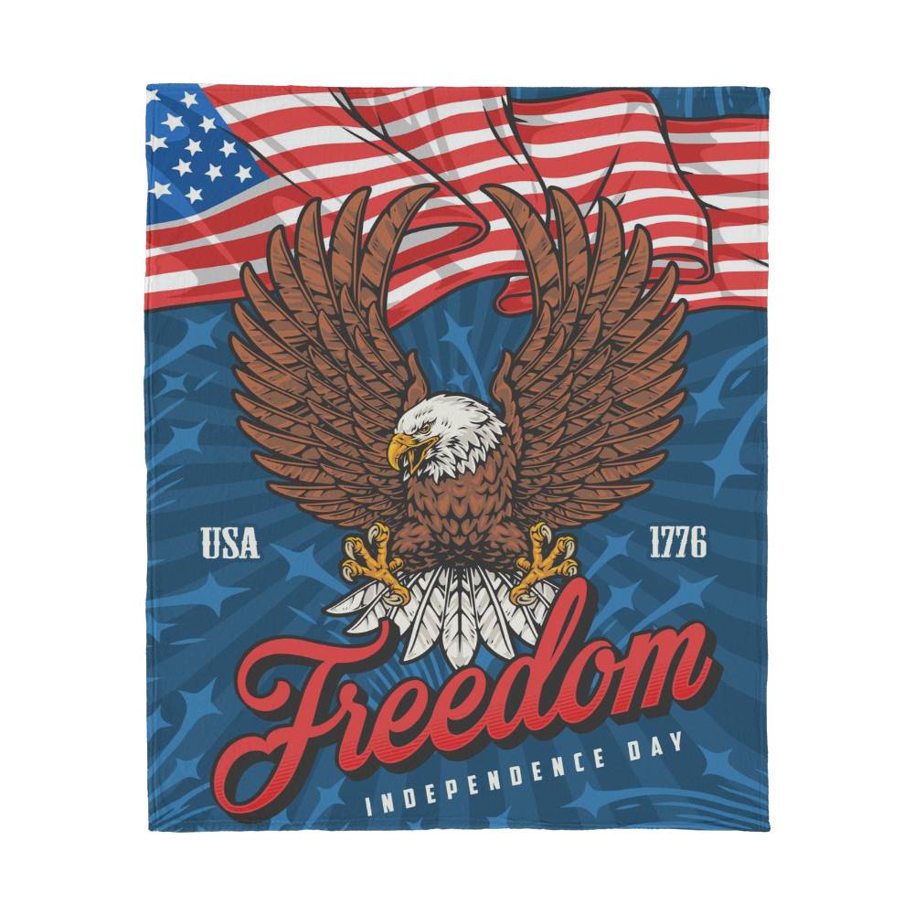 USA 1776 Freedom Independence Day 4th of July Jersey Fleece Blanket 50" x 60"