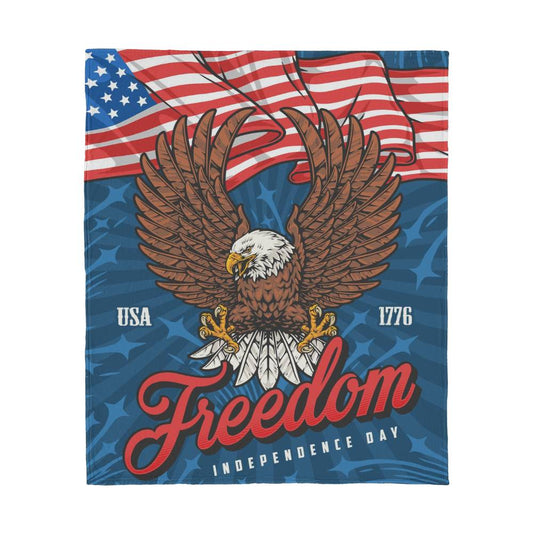 USA 1776 Freedom Independence Day 4th of July Jersey Fleece Blanket 50" x 60"