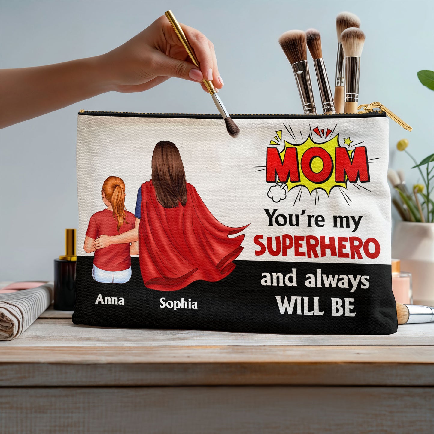 Mom You’re My Superhero Makeup Bag – Personalized Gift from Daughter