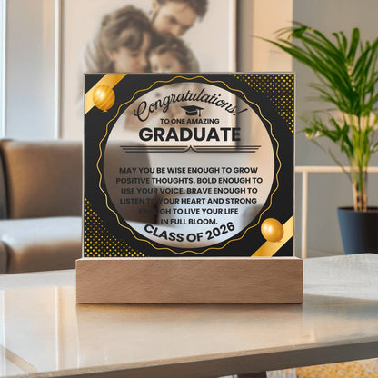 Graduation LED Acrylic Plaque – Congratulations Graduate Gift | Class of 2026 Light Up Keepsake