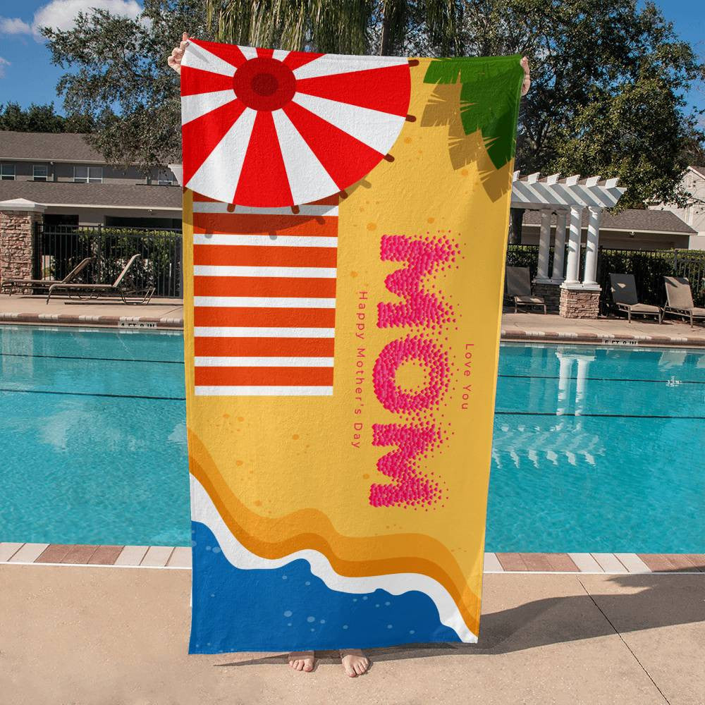 Beach Towel-Mom Beach and Parasol - YERTIZZ.COM