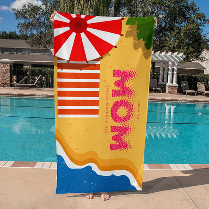 Beach Towel-Mom Beach and Parasol - YERTIZZ.COM