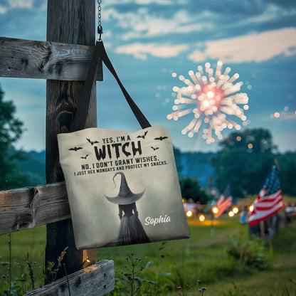 Personalized Witch Tote Bag – Custom Name Halloween Gothic Tote with Funny Quote !