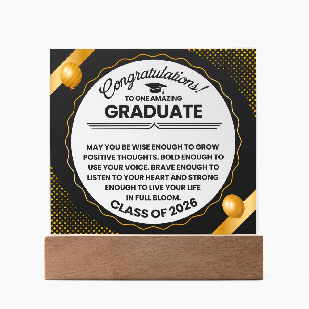 Graduation LED Acrylic Plaque – Congratulations Graduate Gift | Class of 2026 Light Up Keepsake