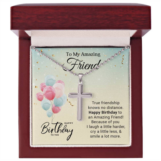 To My Amazing Friend Birthday Artisan Cross Necklace with Ball Chain
