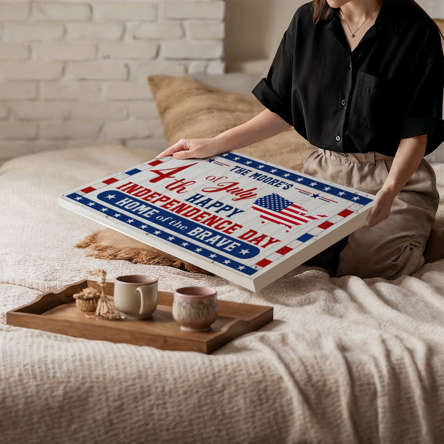 Personalized 4th of July Gallery Wrapped Canvas – Custom Family Name Independence Day Wall Art
