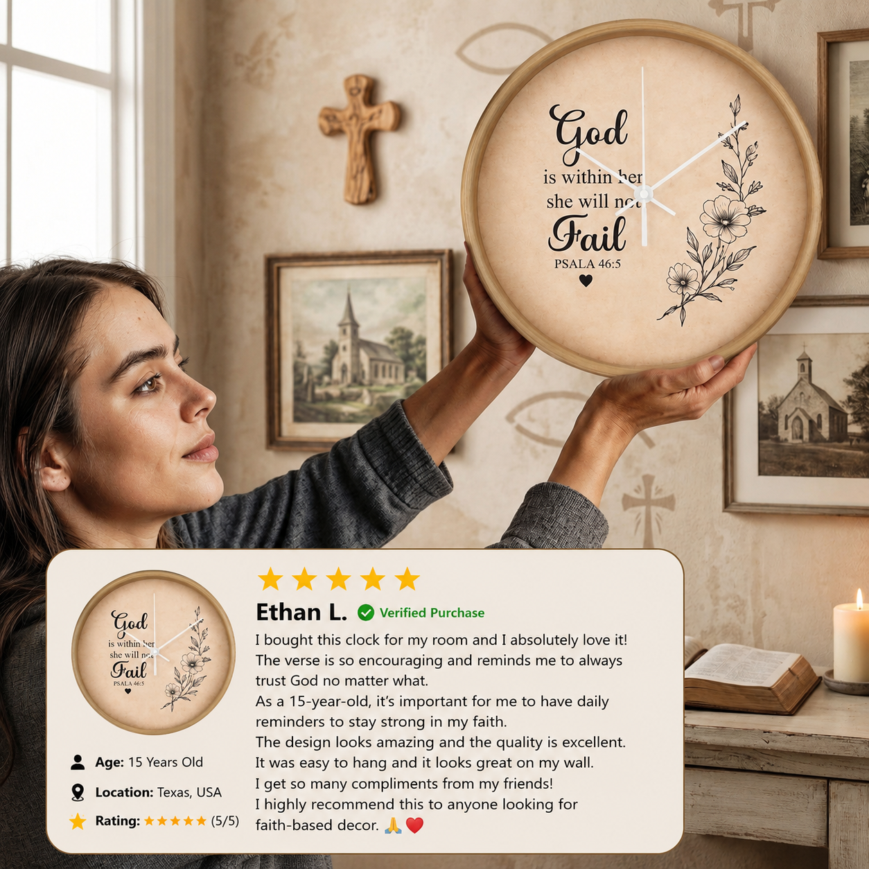 Christian home décor clock