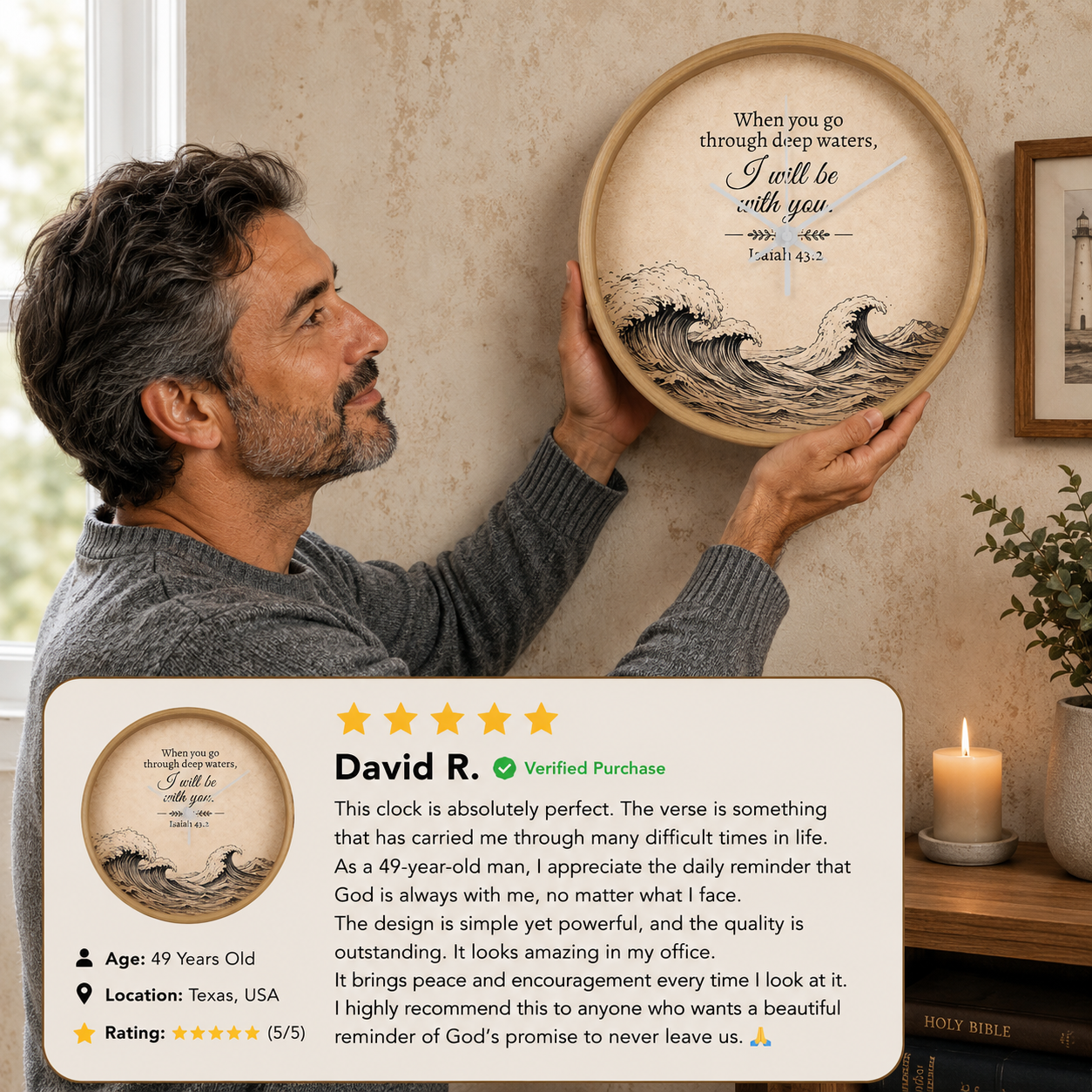 Isaiah 43:2 decorative wall clock
