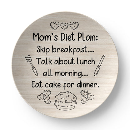 Funny Mom Diet Quote Plate, Platter and Bowl Set – Cake for Dinner Approved!