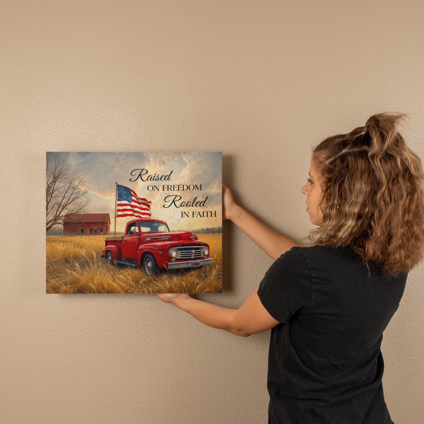 Personalized Rustic American Farm Canvas – Custom Family Name Patriotic Country Wall Art