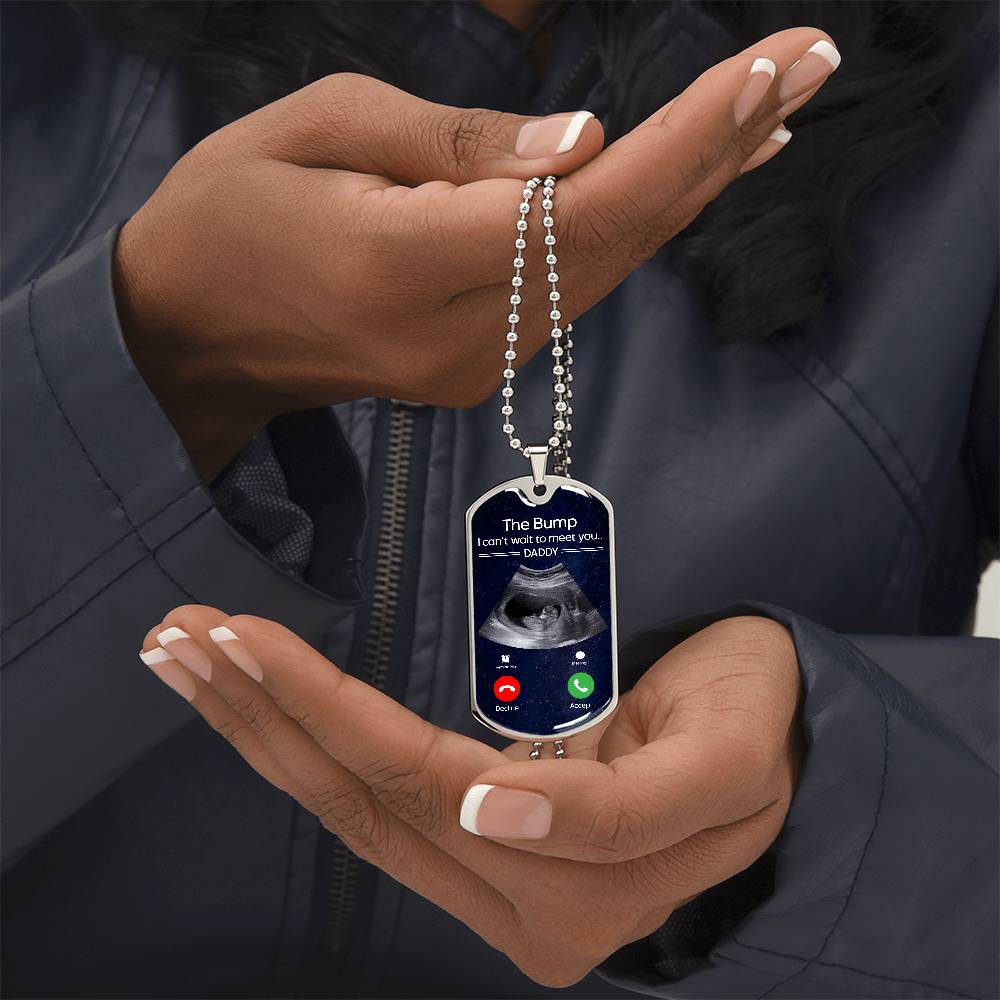 Ultrasound dog tag necklace "I Can't Wait to Meet You Daddy"