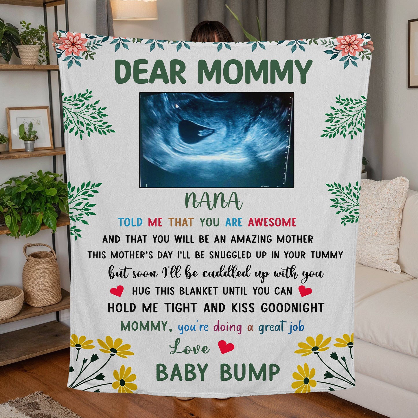 Custom Mommy Blanket – Personalized Baby Blanket for Moms-to-Be, First-Time Moms & Pregnancy Gifts for Mother’s Day