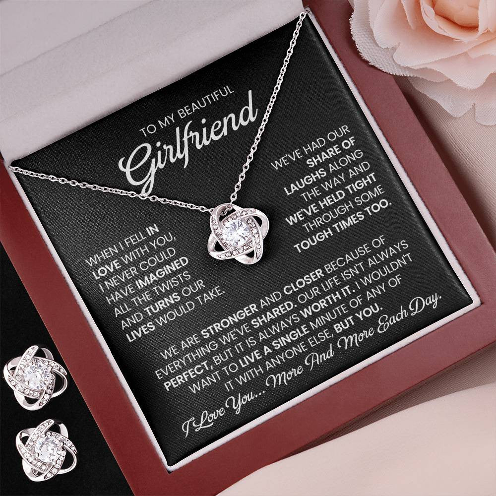 Love Knot Earrings & Necklace Set To My Beautiful Girlfriend