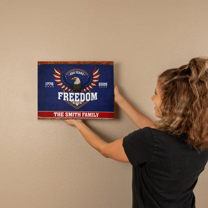 Personalized Freedom Eagle Gallery Wrapped Canvas – Custom Family Name 250 Years of Freedom Patriotic Wall Art