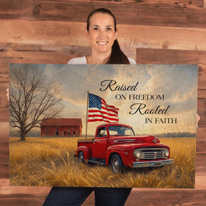 Personalized Rustic American Farm Canvas – Custom Family Name Patriotic Country Wall Art