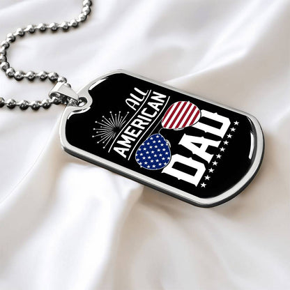 All American Dad Dog Tag Necklace with Engraving