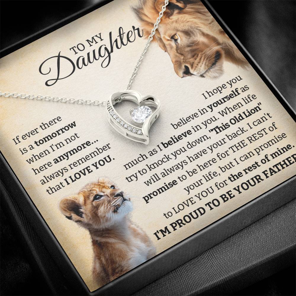 To My Daughter – Lion Father Forever Love Necklace, Proud Dad Gift, Inspirational Jewelry from Father to Daughter