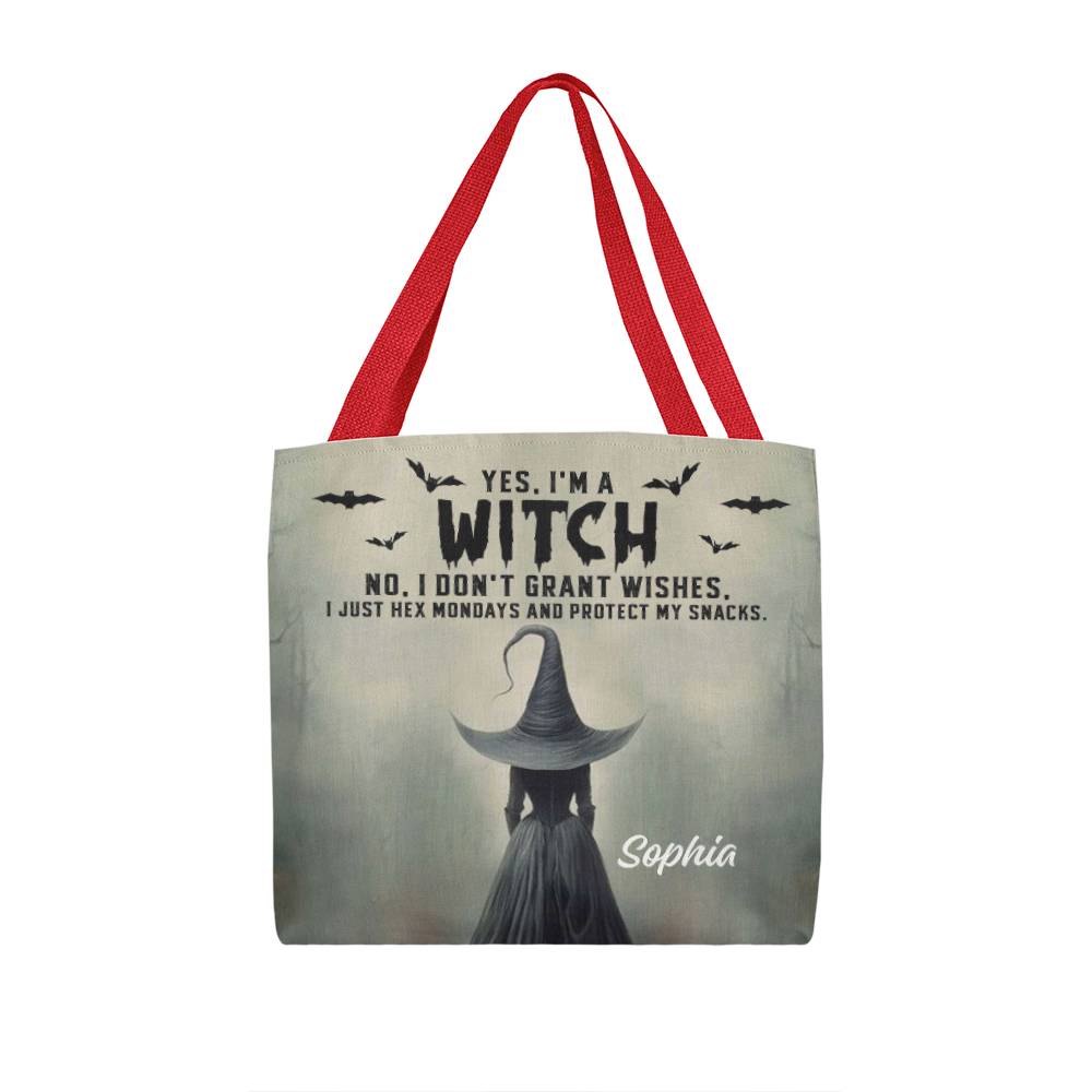 Personalized Witch Tote Bag – Custom Name Halloween Gothic Tote with Funny Quote !