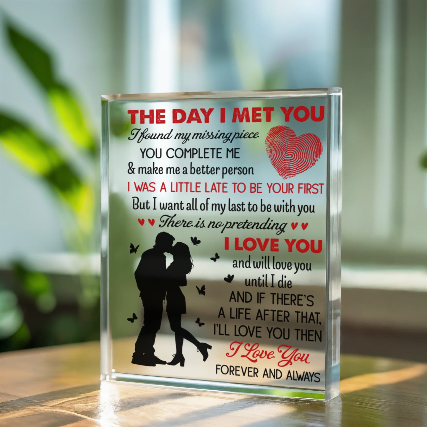 Personalized "The Day I Met You" Acrylic Block – Custom Couple Photo Gift, Romantic Keepsake for Anniversary or Valentine’s Day