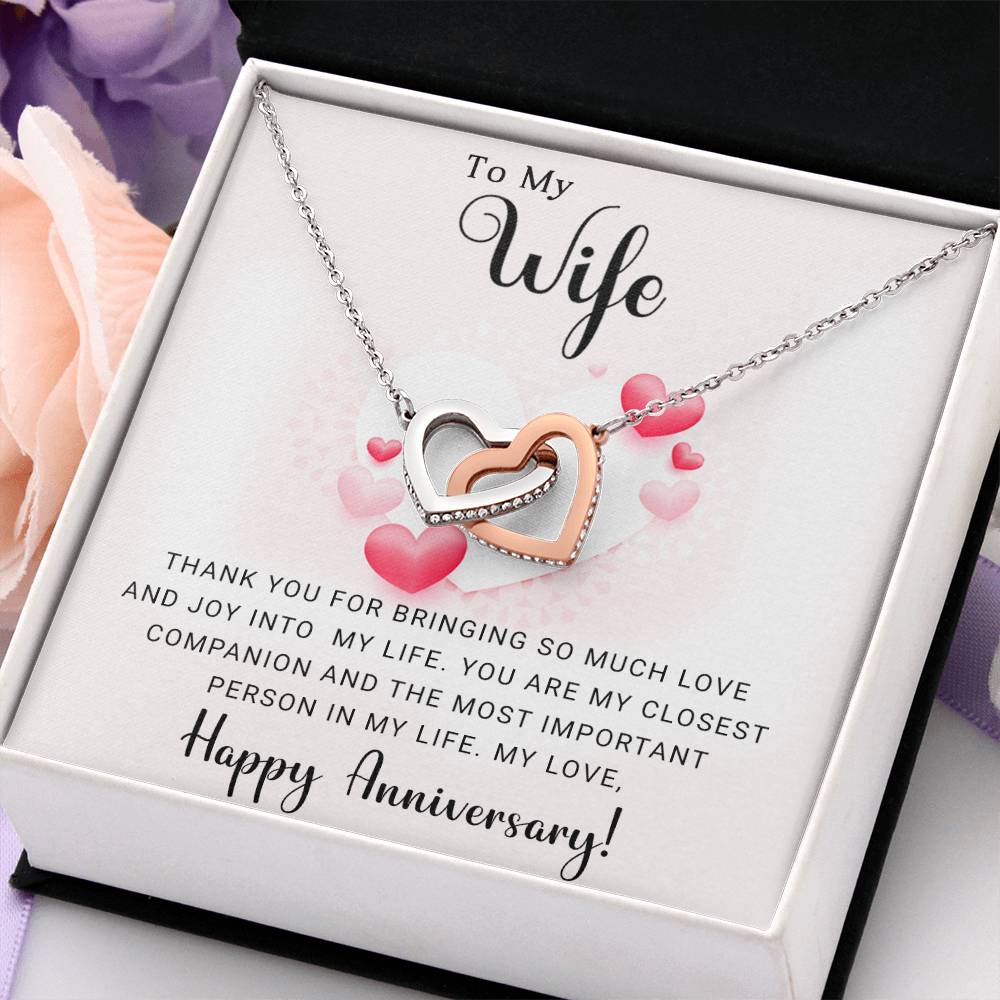 Forever Love Interlocking Hearts Anniversary Necklace (Yellow & White Gold Variants)