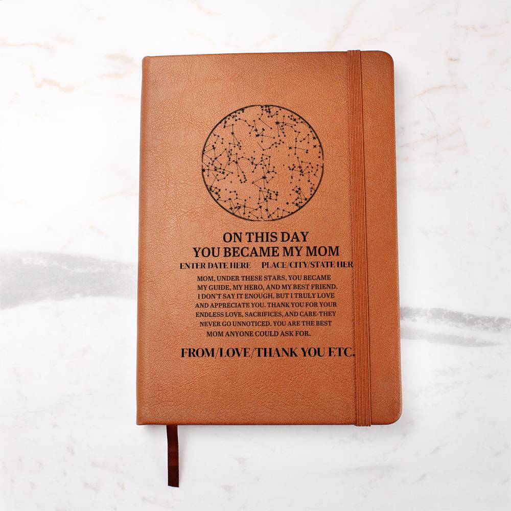 On This Day You Became My Mom, Leather Graphic Journal Gift