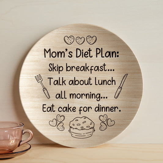 Funny Mom Diet Quote Plate, Platter and Bowl Set – Cake for Dinner Approved!