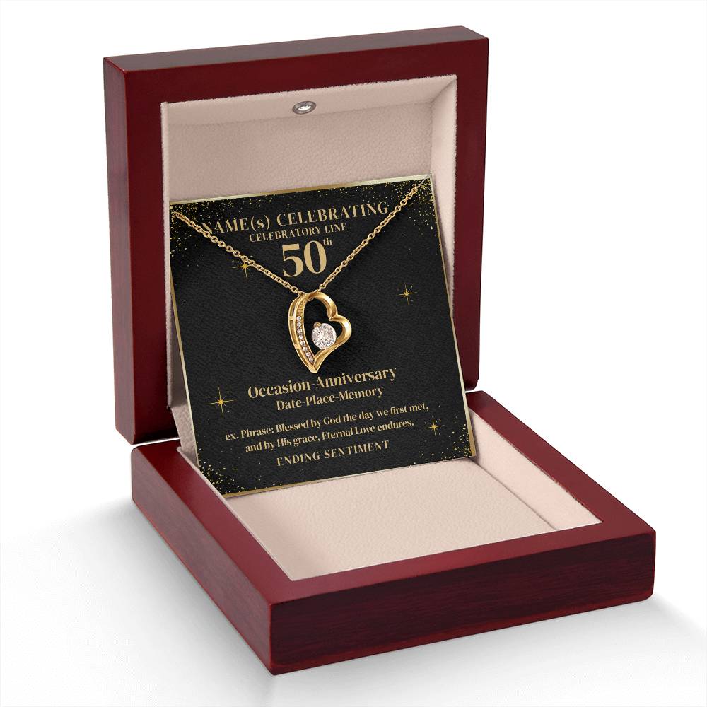 Personalized 50th Anniversary Heart Necklace Gift | Golden Anniversary Jewelry | 50 Years of Love Necklace | Wife Anniversary Gift