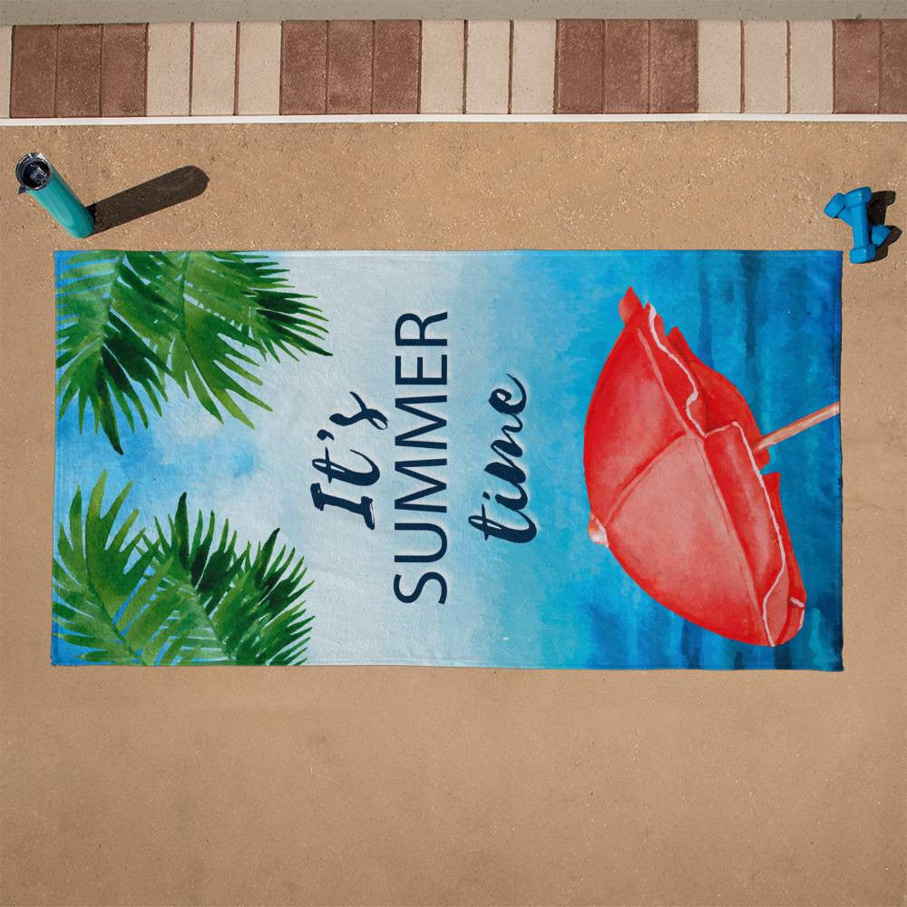 Beach Towel-Its Summer Time Palms and Parasol - YERTIZZ.COM