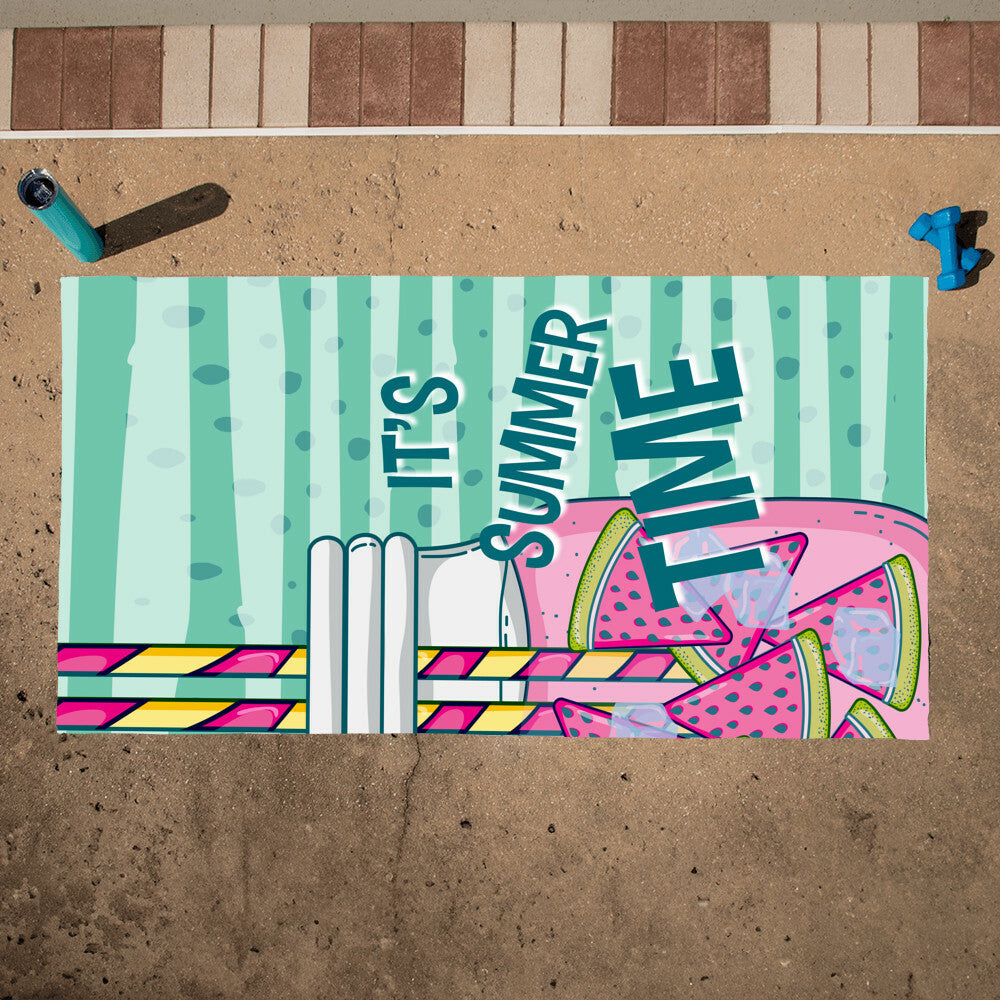 Beach Towel-Its Summer Time Drink and A Straw - YERTIZZ.COM