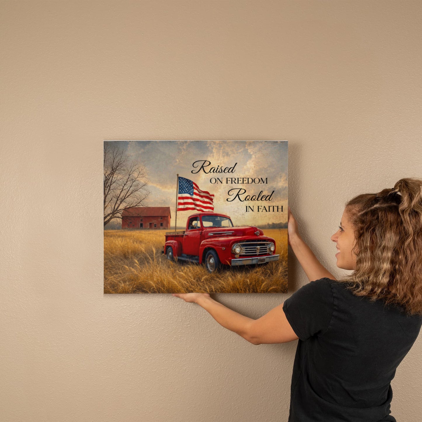 Personalized Rustic American Farm Canvas – Custom Family Name Patriotic Country Wall Art