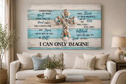 I Can Only Imagine Cross Canvas Wall Art – Inspirational Christian Coastal Decor