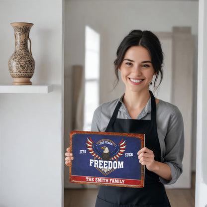 Personalized Freedom Eagle Gallery Wrapped Canvas – Custom Family Name 250 Years of Freedom Patriotic Wall Art