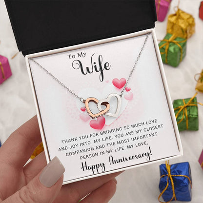 Forever Love Interlocking Hearts Anniversary Necklace (Yellow & White Gold Variants)