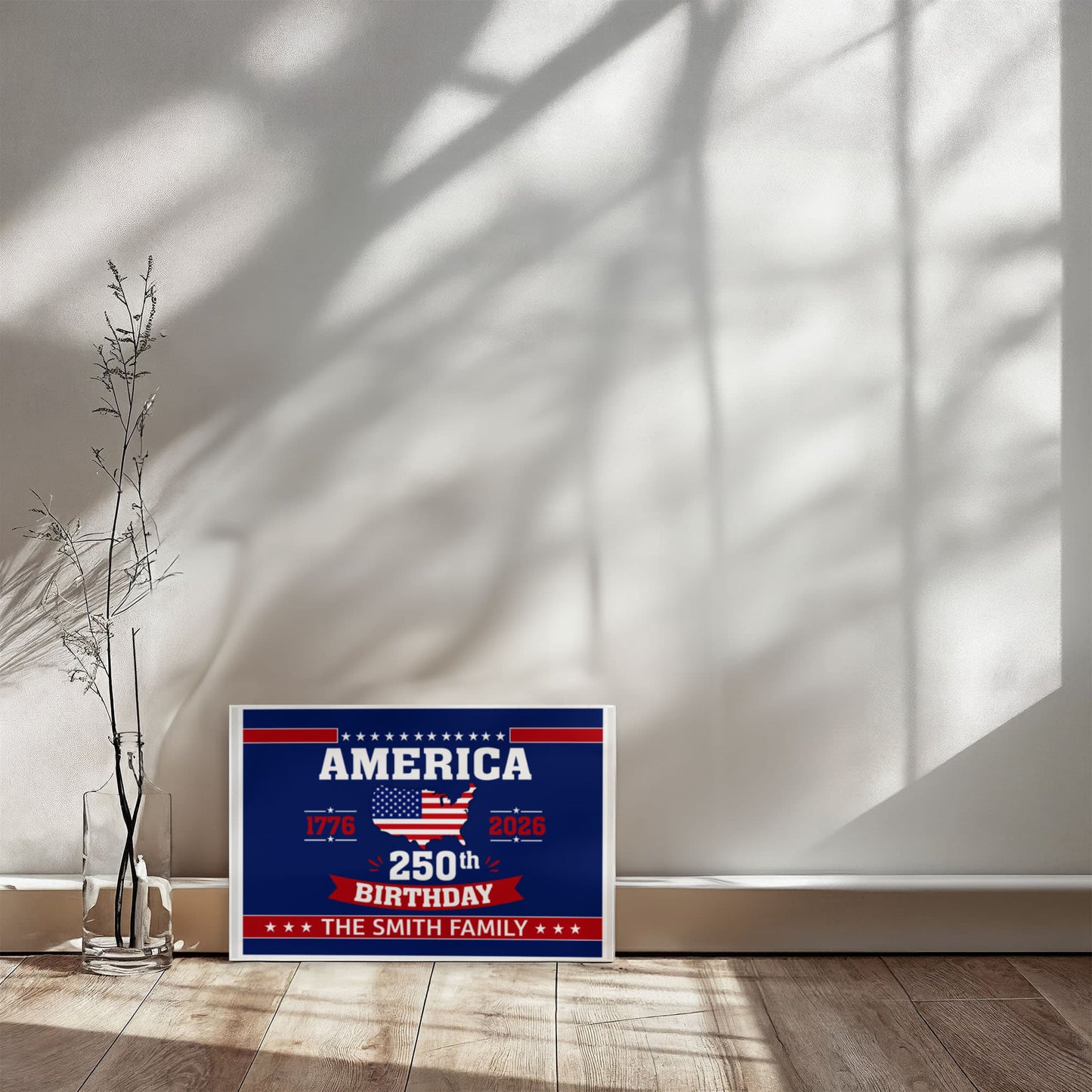 Personalized America 250th Birthday Gallery Wrapped Canvas – Custom Family Name Patriotic Wall Art