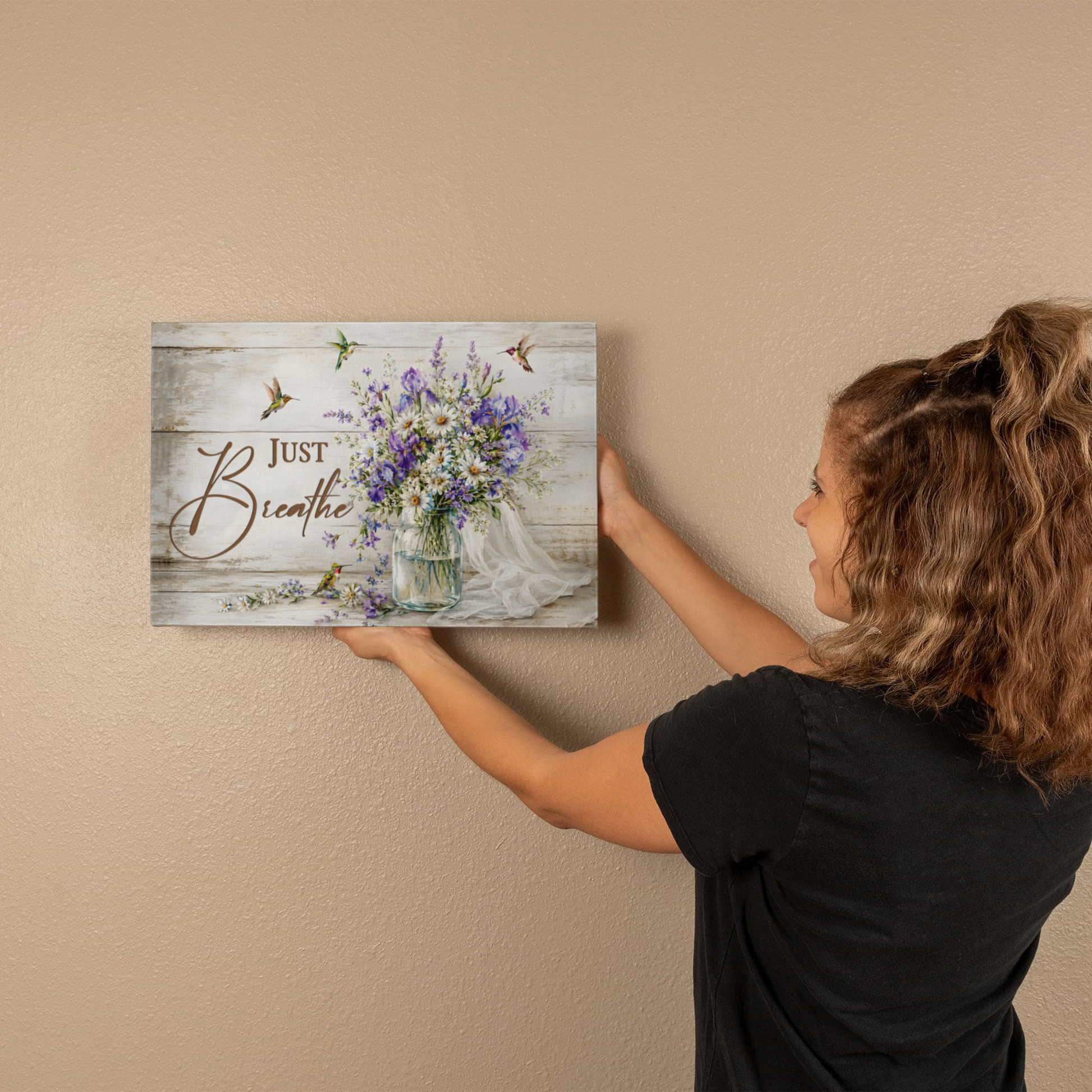 Glass jar wildflower bouquet Christian encouragement print